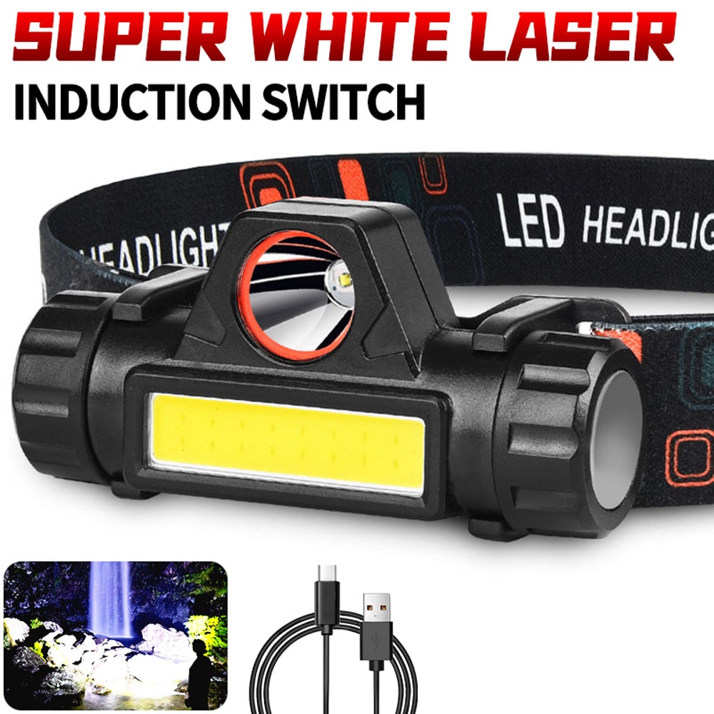 LED Head Mounted Magnetic Flashlight For Night Fishing Long Lasting Battery Strong Light 1