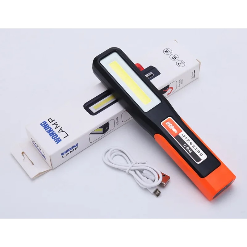 COB LED Rechargeable Work Light USB Magnetic Flashlight for Mechanics, Emergency, and Car Garage Use