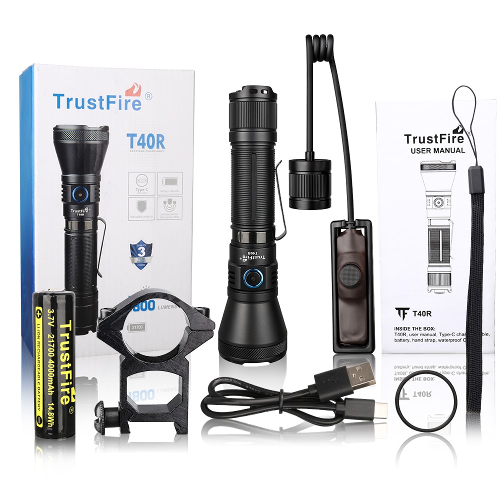 Trustfire Tactical Flashlight Lumen LED Torch With USB Charging Beam Selfdefense Waterproof 7