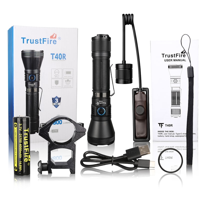 Trustfire Tactical Flashlight Lumen LED Torch With USB Charging Beam Selfdefense Waterproof 7