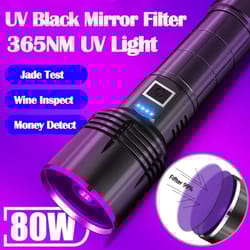 powerful uv flashlight usb rechargeable, waterproof purple light uv torch for pet urine detection