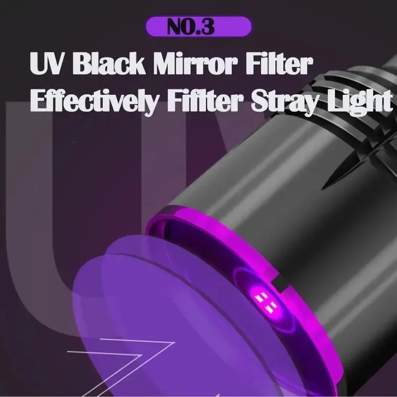 Powerful UV Flashlight USB Rechargeable, Waterproof Purple Light UV Torch for Pet Urine Detection