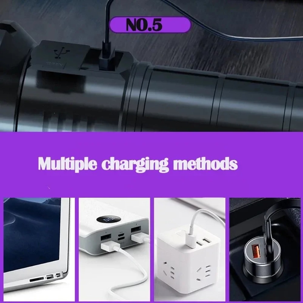 Powerful UV Flashlight USB Rechargeable, Waterproof Purple Light UV Torch for Pet Urine Detection