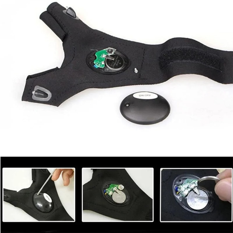 LED Flashlight Running Gloves for Cycling, Camping & Hiking Waterproof Fingerless Lamp Gloves
