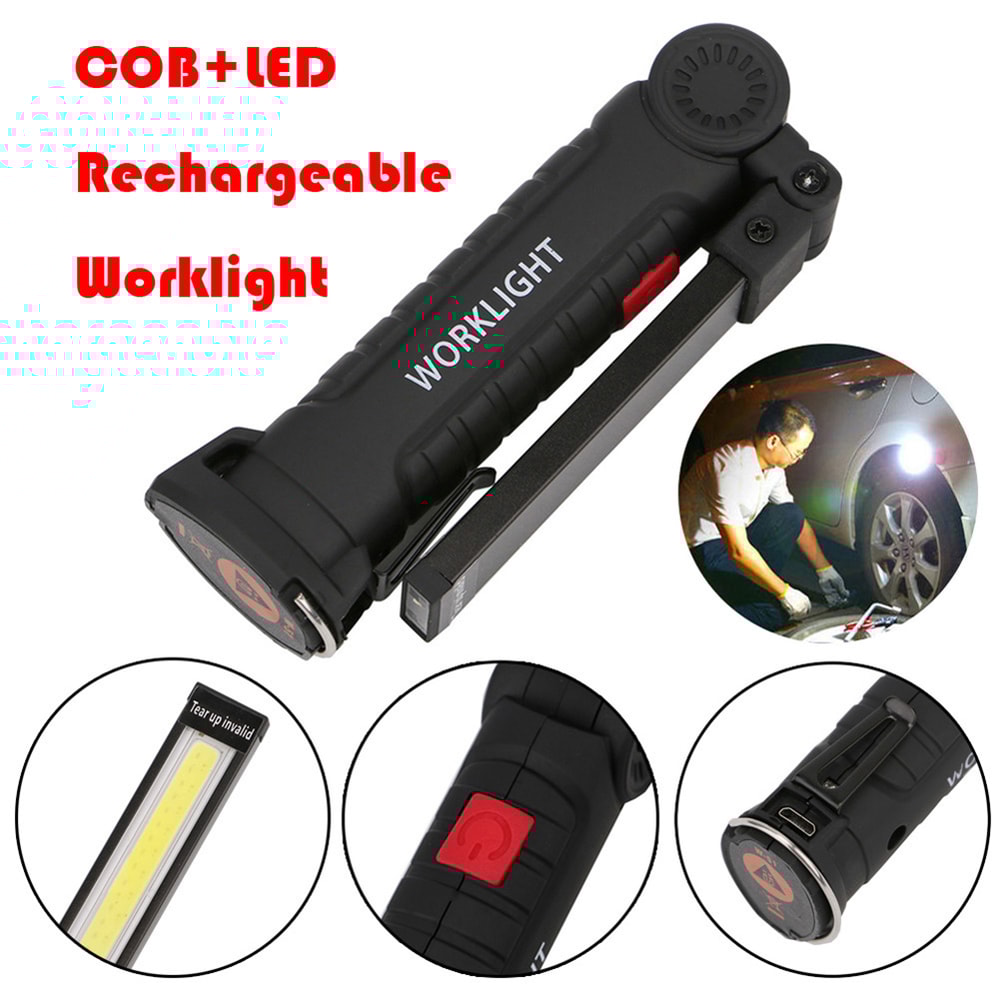 USB Rechargeable Tactical Flashlight & LED Work Lamp Waterproof, Magnetic, and Hanging Design