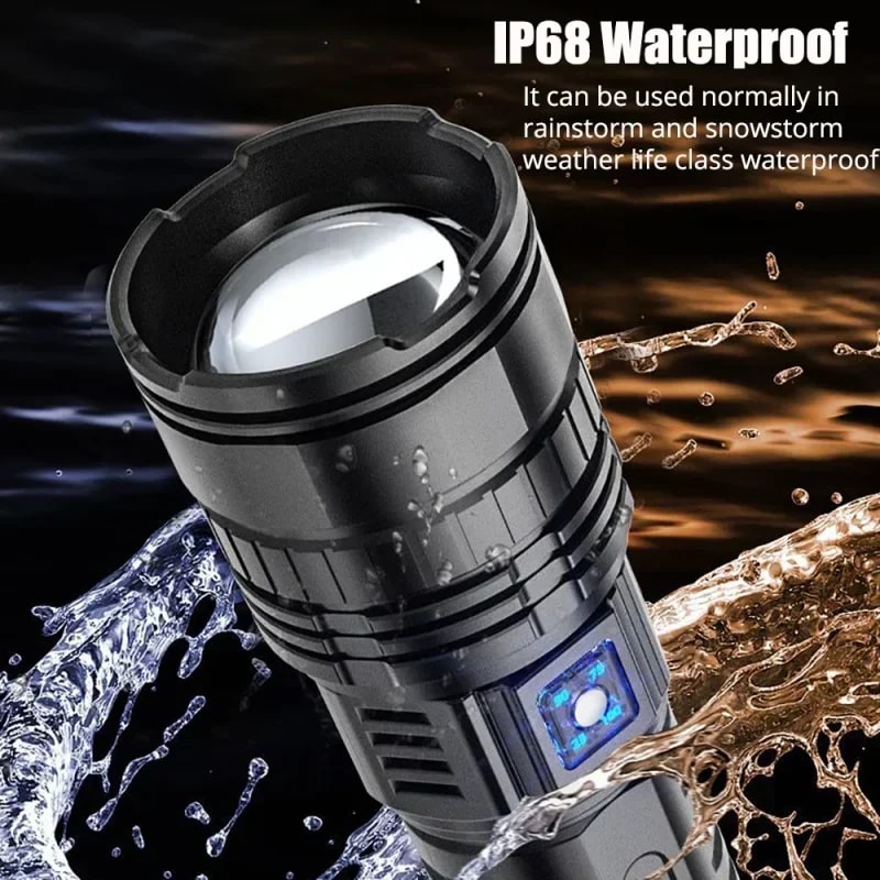 Ultra Bright LED Flashlight with Built in Battery, Tactical Spotlight Range, Emergency Light for Outdoor