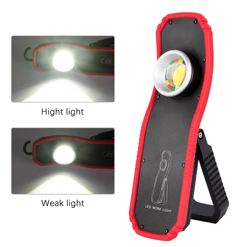 Portable LED COB Flashlight Torch USB Rechargeable Magnetic Lantern for Camping High Low Modes, Work Light