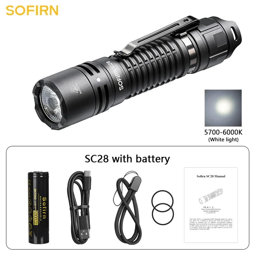 Sofirn Rechargeable Flashlight Powerful LED EDC Torch for Camping, Hiking & Emergency