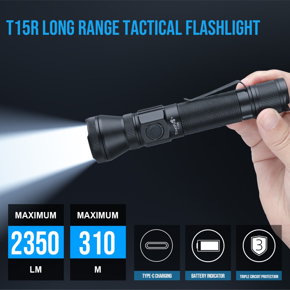Trustfire Tactical Flashlight Lumen USB Rechargeable Military Grade LED Lamp