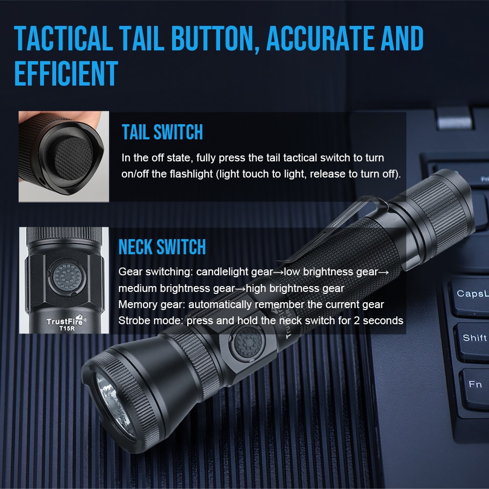 Trustfire Tactical Flashlight Lumen USB Rechargeable Military Grade LED Lamp