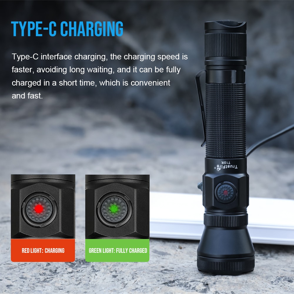 Trustfire Tactical Flashlight Lumen USB Rechargeable Military Grade LED Lamp