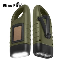 led solar powered hand crank flashlight for survival gear rechargeable dynamo torch for fishing, hiking & boating