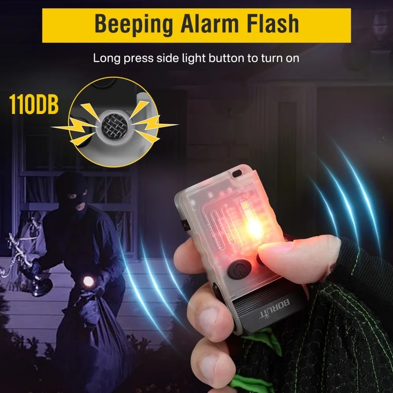 Keychain LED UV Flashlight Rechargeable Work Light With Clip Magnet And Buzzer Ideal For Camping DI 1