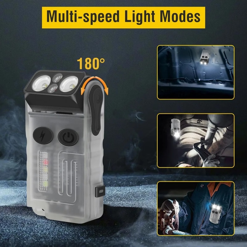 Keychain LED UV Flashlight Rechargeable Work Light With Clip Magnet And Buzzer Ideal For Camping DI 3