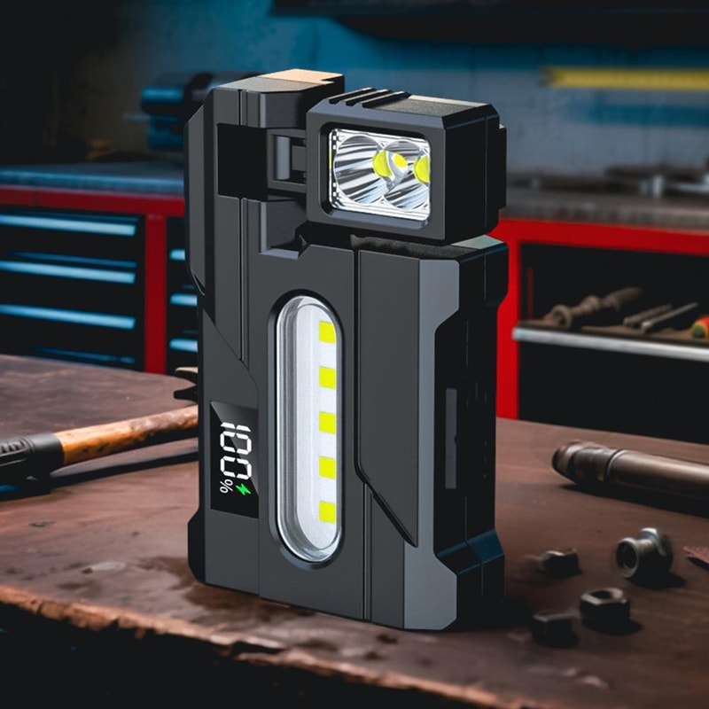 Outdoor Adjustable Angle Flashlight Lumens COB LED Zoomable Work Light USB Rechargeable Torch for Camping Hiking