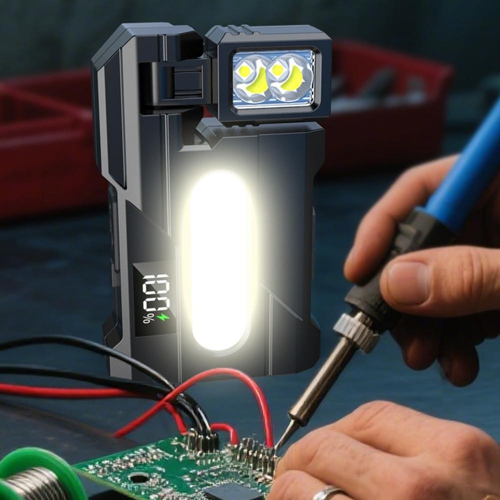 Outdoor Adjustable Angle Flashlight Lumens COB LED Zoomable Work Light USB Rechargeable Torch for Camping Hiking