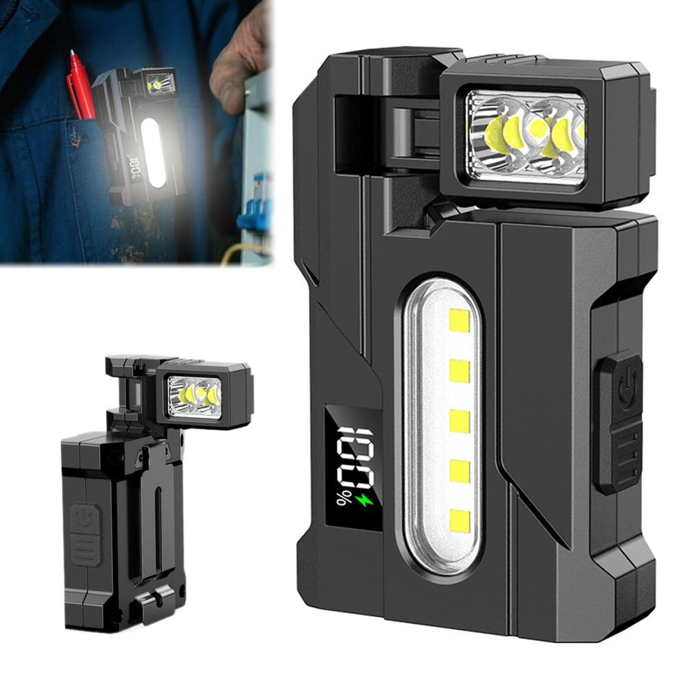 Outdoor Adjustable Angle Flashlight Lumens COB LED Zoomable Work Light USB Rechargeable Torch for Camping Hiking