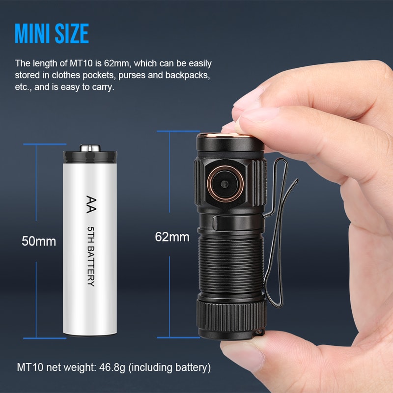 EDC Flashlight Lumen Rechargeable Mini Torch with USB C Charging, Waterproof LED Lamp