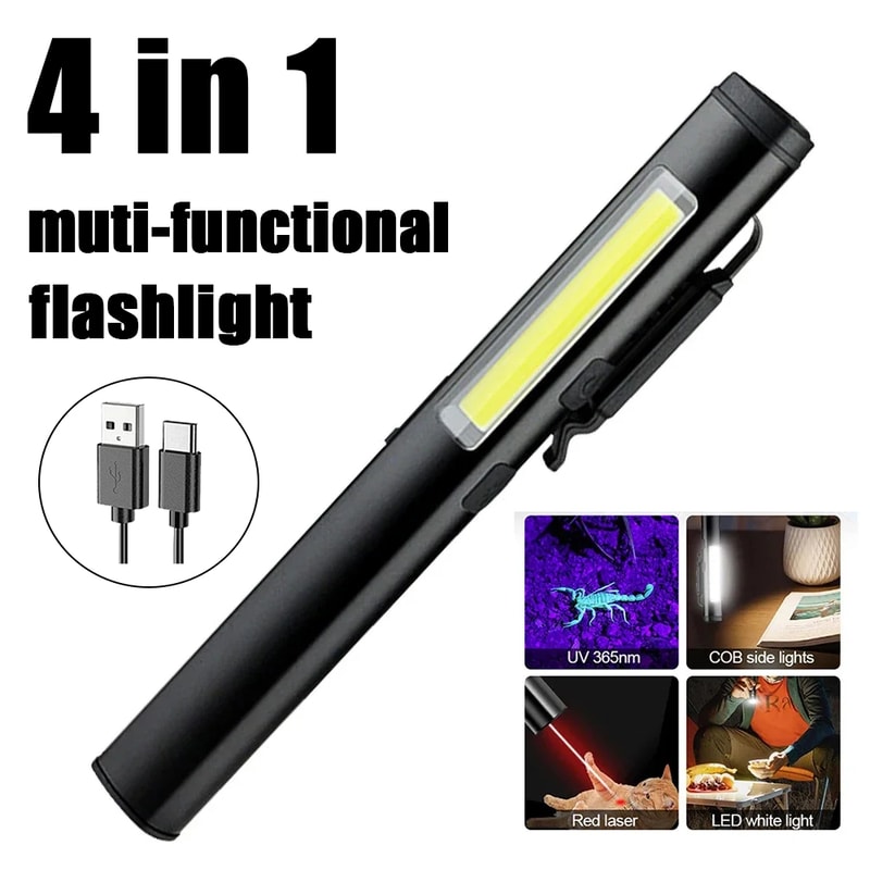 Mini USB Rechargeable LED Flashlight Waterproof Portable Pen Clip Lantern With Magnet For Work Eme 0