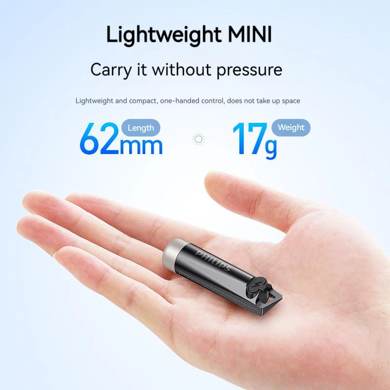 PHILIPS LED EDC Flashlight Mini Rechargeable Keychain Torch Light For Hiking Self Defense 1