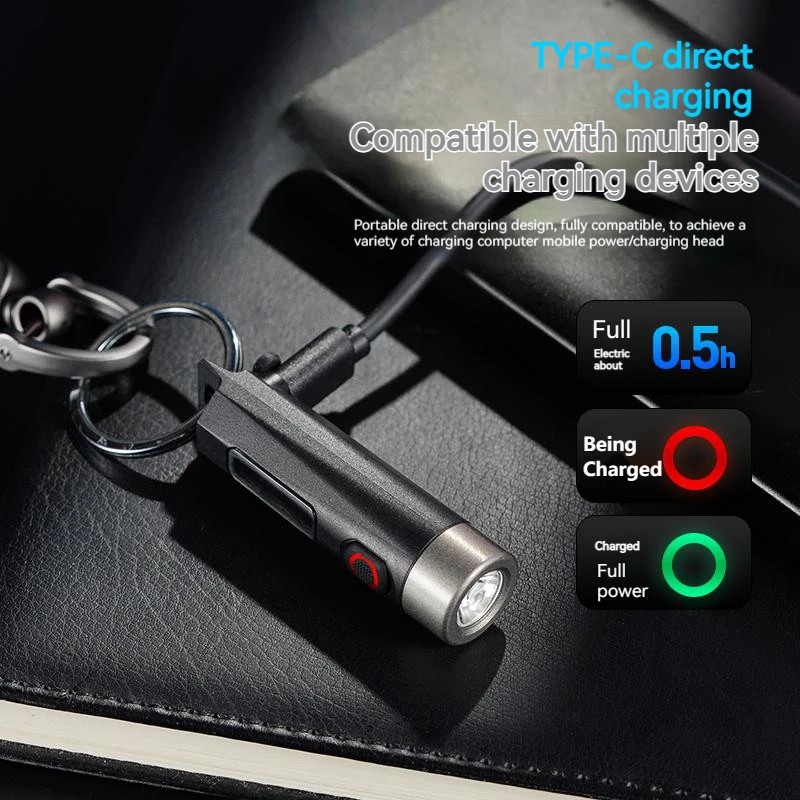 PHILIPS LED EDC Flashlight Mini Rechargeable Keychain Torch Light For Hiking Self Defense 4