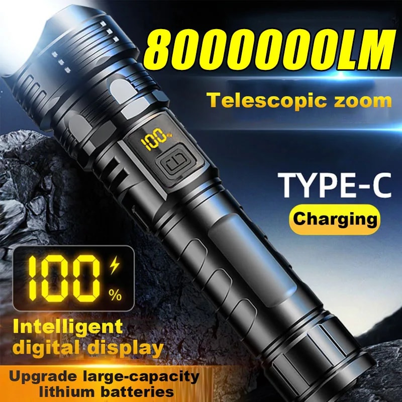 Super Bright Tactical LED Flashlight High Powered Emergency Spotlight With Telescopic Zoom Built In 1