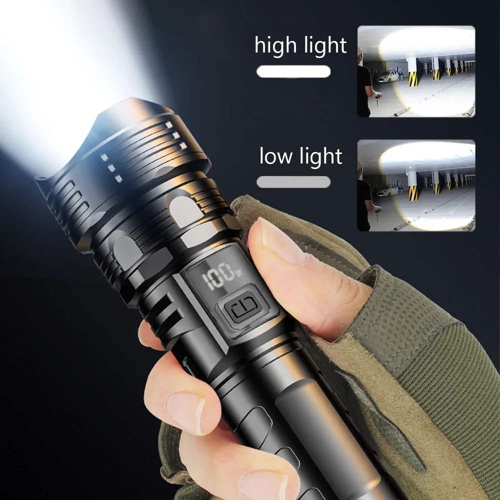 Super Bright Tactical LED Flashlight High Powered Emergency Spotlight With Telescopic Zoom Built In 0