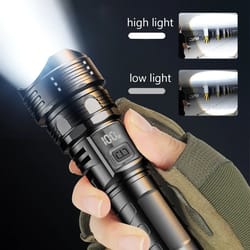 super bright tactical led flashlight high powered emergency spotlight with telescopic zoom, built in rechargeable