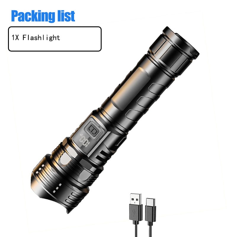 Super Bright Tactical LED Flashlight High Powered Emergency Spotlight With Telescopic Zoom Built In 6