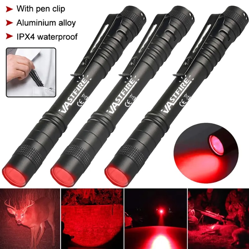 Mini Pen Light Flashlight RedWhiteTorch With Clip For Pet Stain Detection Money Ore Finder 0
