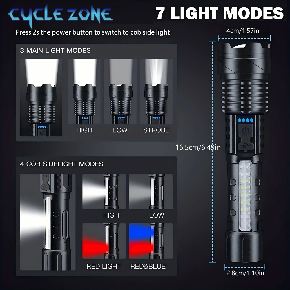 Zoomable Flashlight Powerful Handheld Emergency Torch For Outdoor Camping Fishing 1
