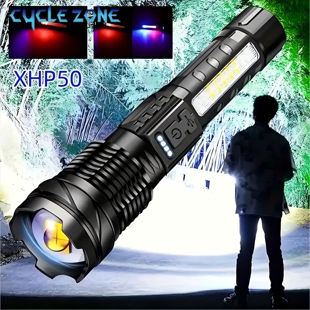 Zoomable Flashlight Powerful Handheld Emergency Torch For Outdoor Camping Fishing 2