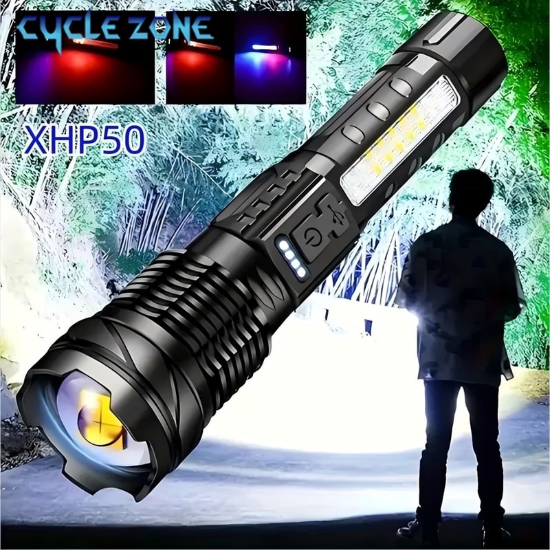 Zoomable Flashlight Powerful Handheld Emergency Torch For Outdoor Camping Fishing 2