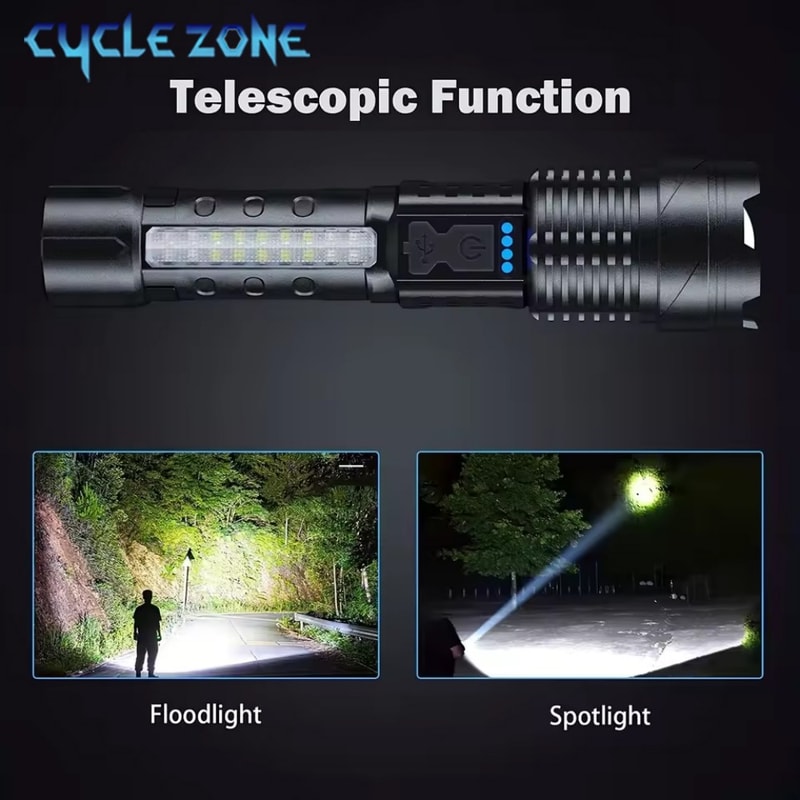 Zoomable Flashlight Powerful Handheld Emergency Torch For Outdoor Camping Fishing 3