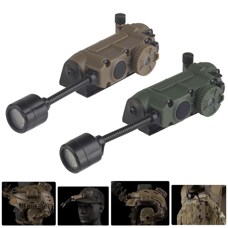 Sidewinder Helmet Tactical Strobe Light Red, Green, Blue, White, IR LED Flashlight for Hunting & Fishing