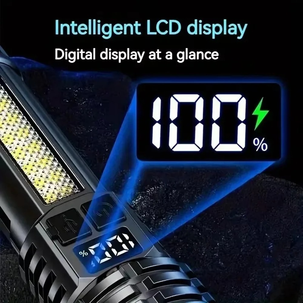 Super Bright COB LED Flashlight Rechargeable Zoomable Waterproof Torch For Camping Hiking 0