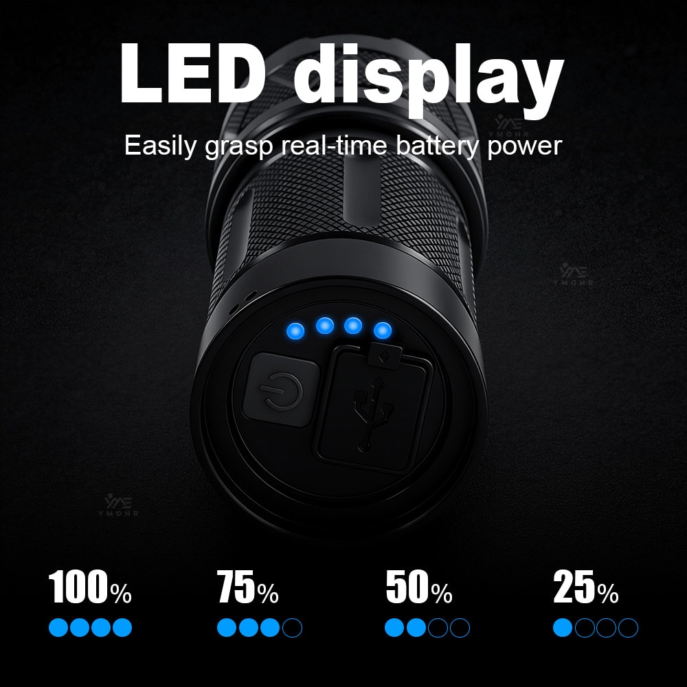 Rechargeable LED Tactical Flashlight With Power Bank Zoom Outdoor Camping Lantern 2