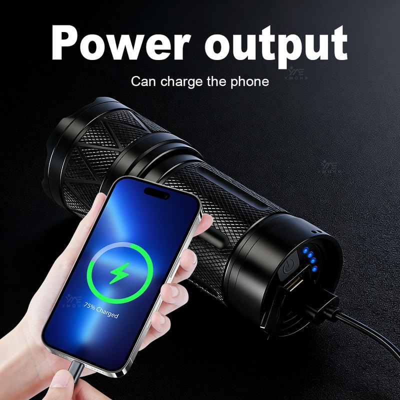 Rechargeable LED Tactical Flashlight With Power Bank Zoom Outdoor Camping Lantern 3