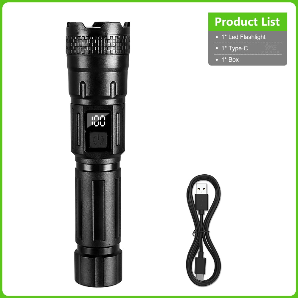 Rechargeable LED Tactical Flashlight With Power Bank Zoom Outdoor Camping Lantern 5