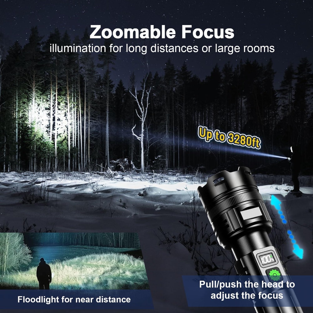 Ultra Bright Lumen LED Flashlight Rechargeable Portable USB C Torch For Outdoor Emergency Use 2