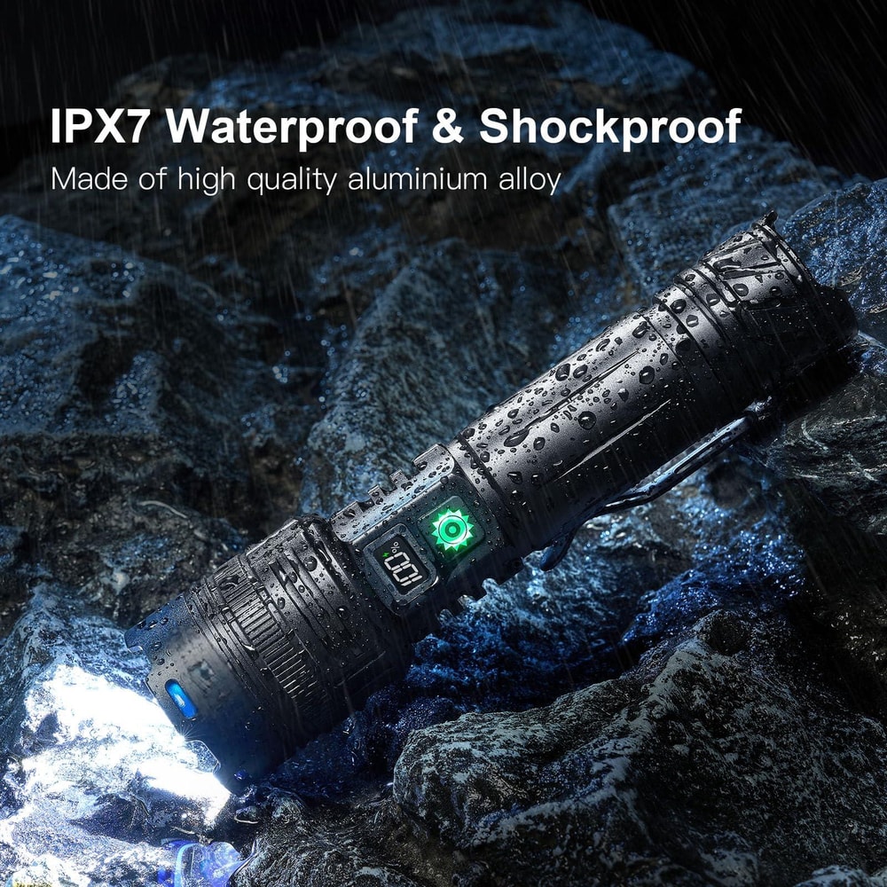 Ultra Bright Lumen LED Flashlight Rechargeable Portable USB C Torch For Outdoor Emergency Use 4