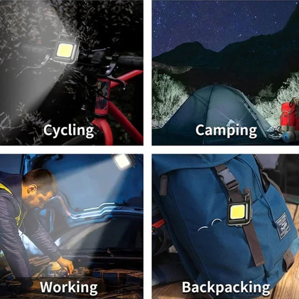 Super Bright COB LED Mini Flashlight with Tail Magnet & Corkscrew EDC Keychain Light for Outdoor & Emergency Use