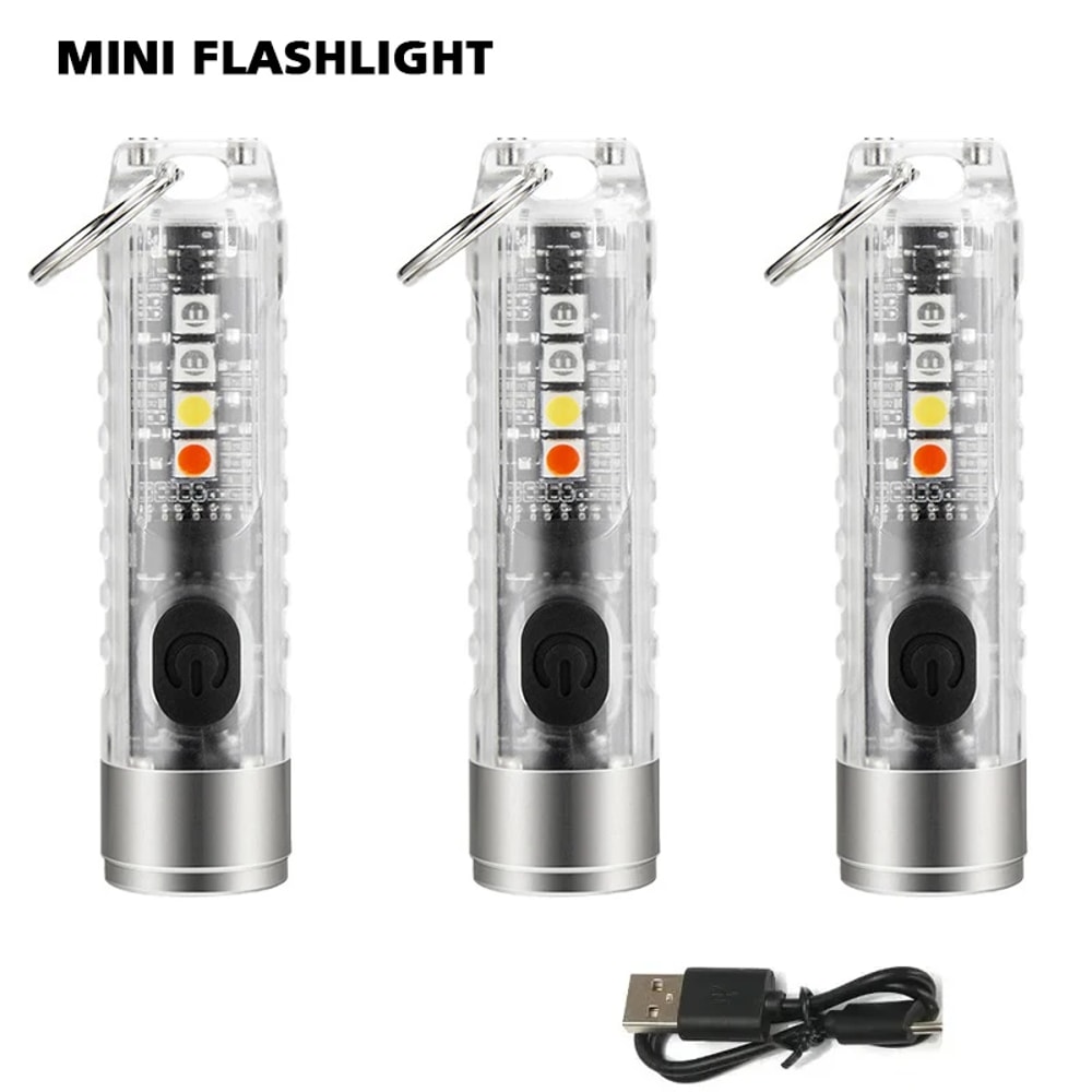 Mini Keychain Flashlight With Type C Fast Charging Waterproof Torch Lamp Magnetic Multifunction For 0