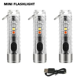 mini keychain flashlight with type c fast charging, waterproof torch lamp, magnetic multifunction for camping
