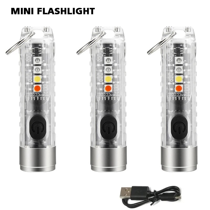 Mini Keychain Flashlight With Type C Fast Charging Waterproof Torch Lamp Magnetic Multifunction For 0