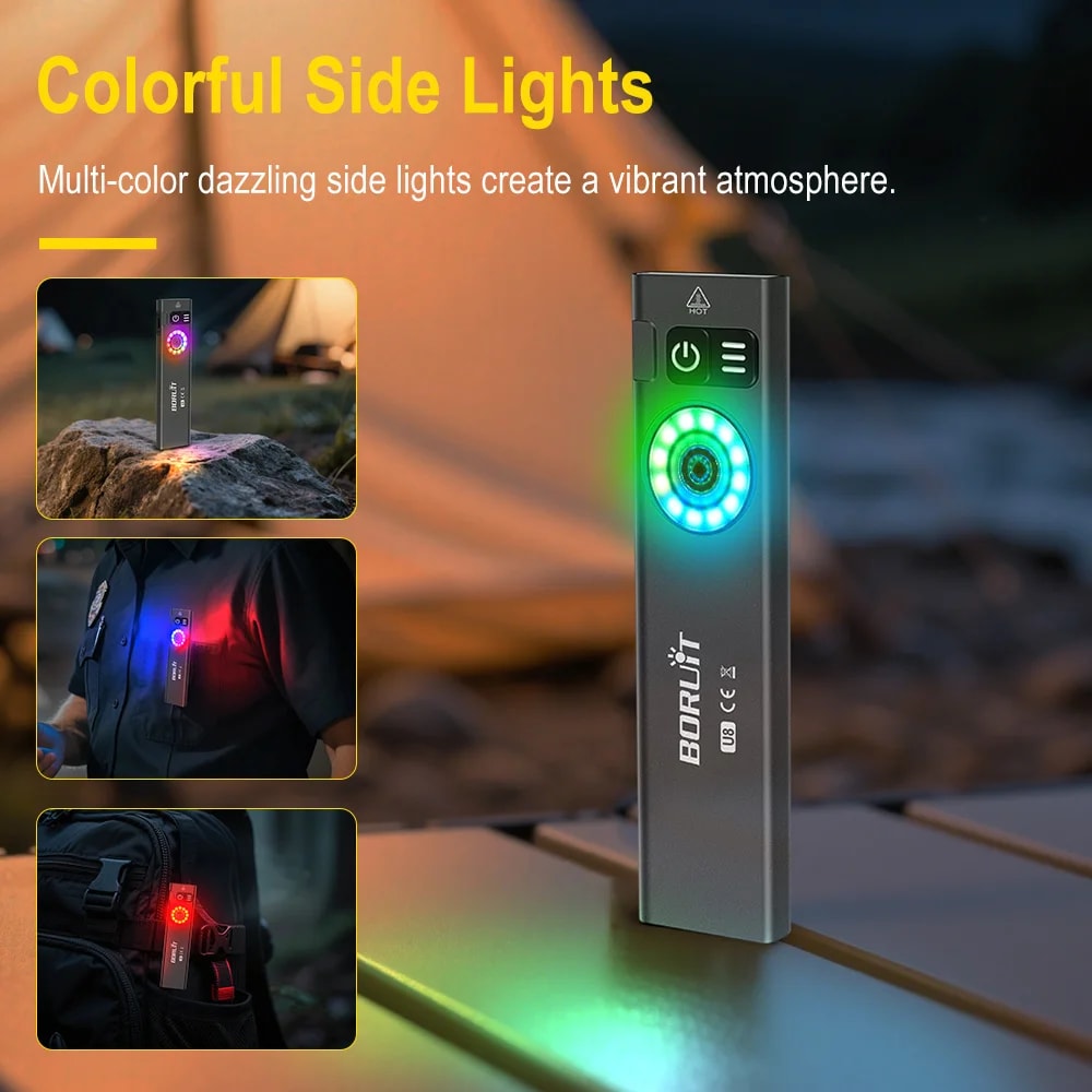 U8 EDC LED Flashlight With Magnet Type C Rechargeable Waterproof Work Light Torch For Camping Outd 1