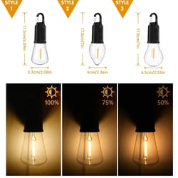 portable led camping light with type c charging waterproof lantern for hiking & fishing, warm light lamp with hook