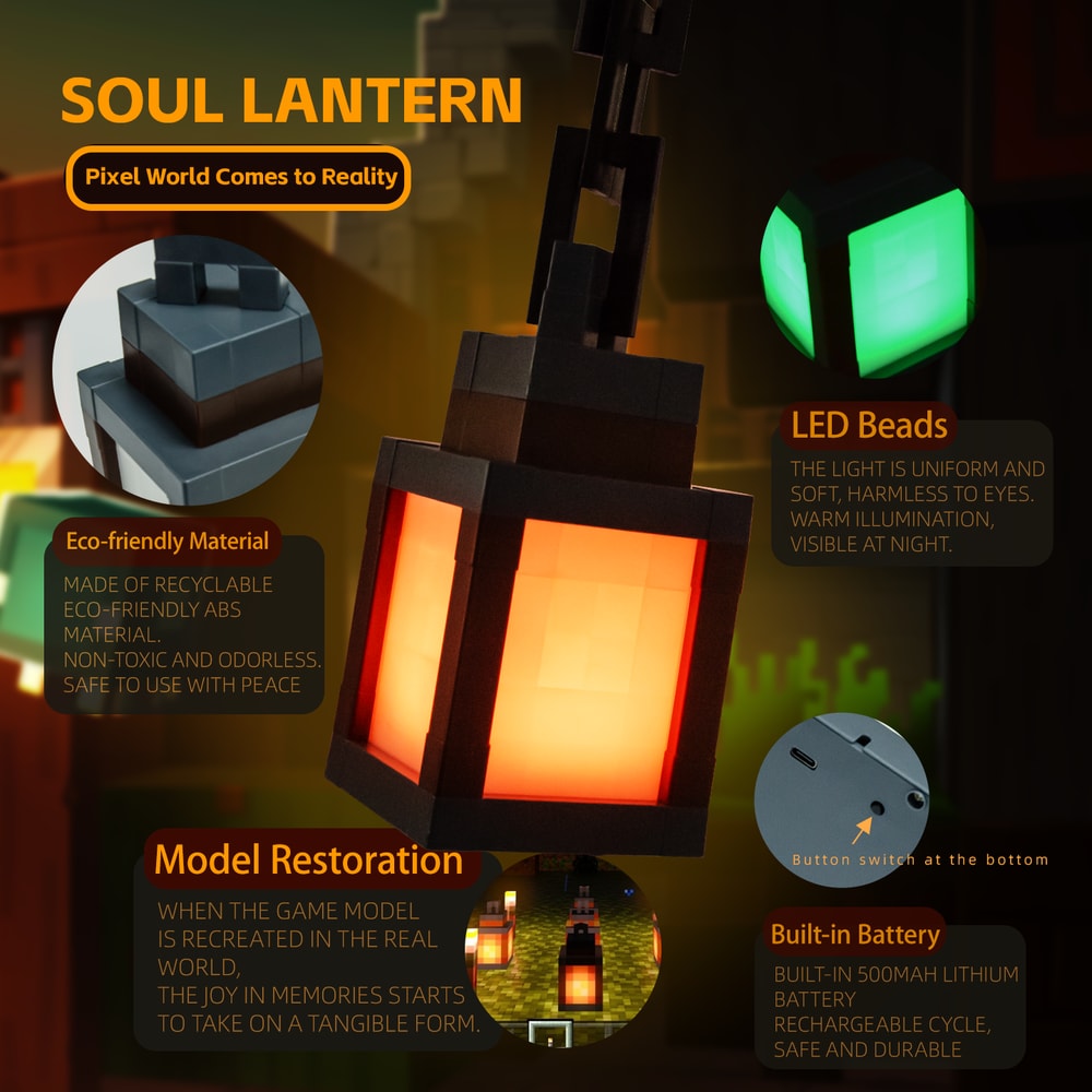 Pixel Style Night Light Portable Lantern Color LED Lantern For DIY Home Decoration Festival Atmosp 4
