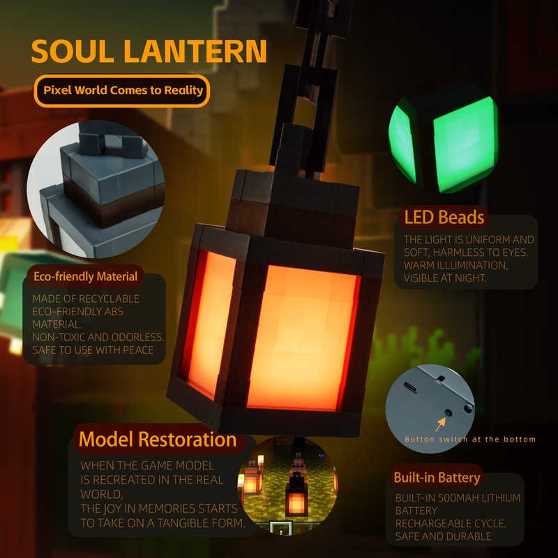 Pixel Style Night Light Portable Lantern Color LED Lantern For DIY Home Decoration Festival Atmosp 4