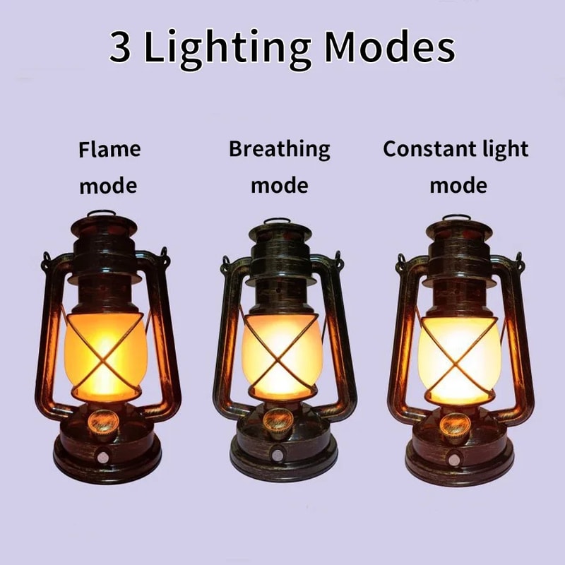 Retro LED Horse Lantern Lamp Rechargeable Hanging Light with Modes for Bar & Restaurant Decor
